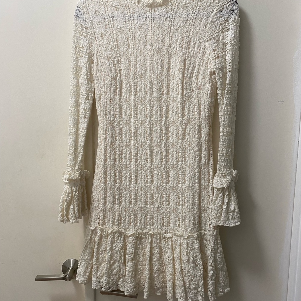 Shoshanna Cream Lace Long Sleeve Dress